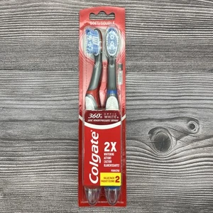 Cepillo de dientes suave vibratorio con alimentación sónica blanco óptico Colgate 360 paquete de 2 unidades 1 - Imagen 1 de 10
