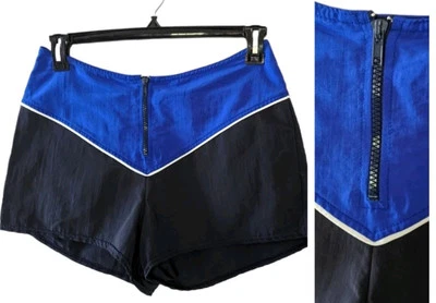 Vintage Nautica Board Shorts Large Zip Front Black and Blue Nylon Y2K Swimwear - Image 1 of 4