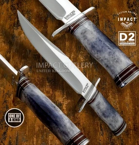 Model # 5755 Impact Cutlery Custom Bowie Knife with D2 Steel Blade Camel Bone - Picture 1 of 10