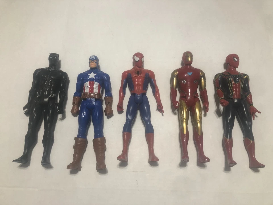 Lote de 5 figuras de acción Marvel de 12 pulgadas Black Panther, Spider Man, Iron Man, Foto 1 de 4