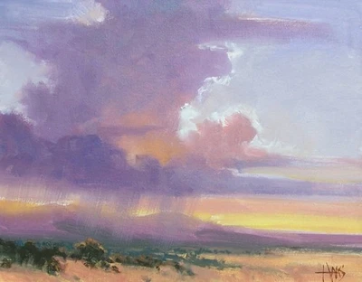 TOM HAAS painting 'Monsoon Thunderhead' oil 11x14 southern Arizona desert sunset - Image 1 of 2