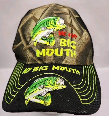 Me & My Big Mouth Hat Black Camo Mesh Embroidered Adjustable Snapback Cap - Image 1 of 4