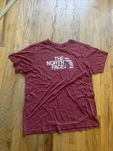The North Face T Shirt Mens Red Casual USA Outdoors Slim Fit Tee Size XL - Picture 1 of 6