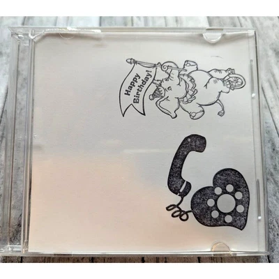 Lote de 2 estampillas acrílicas transparentes sin montar Heart Love Phone feliz cumpleaños en estuche Foto 1 de 3