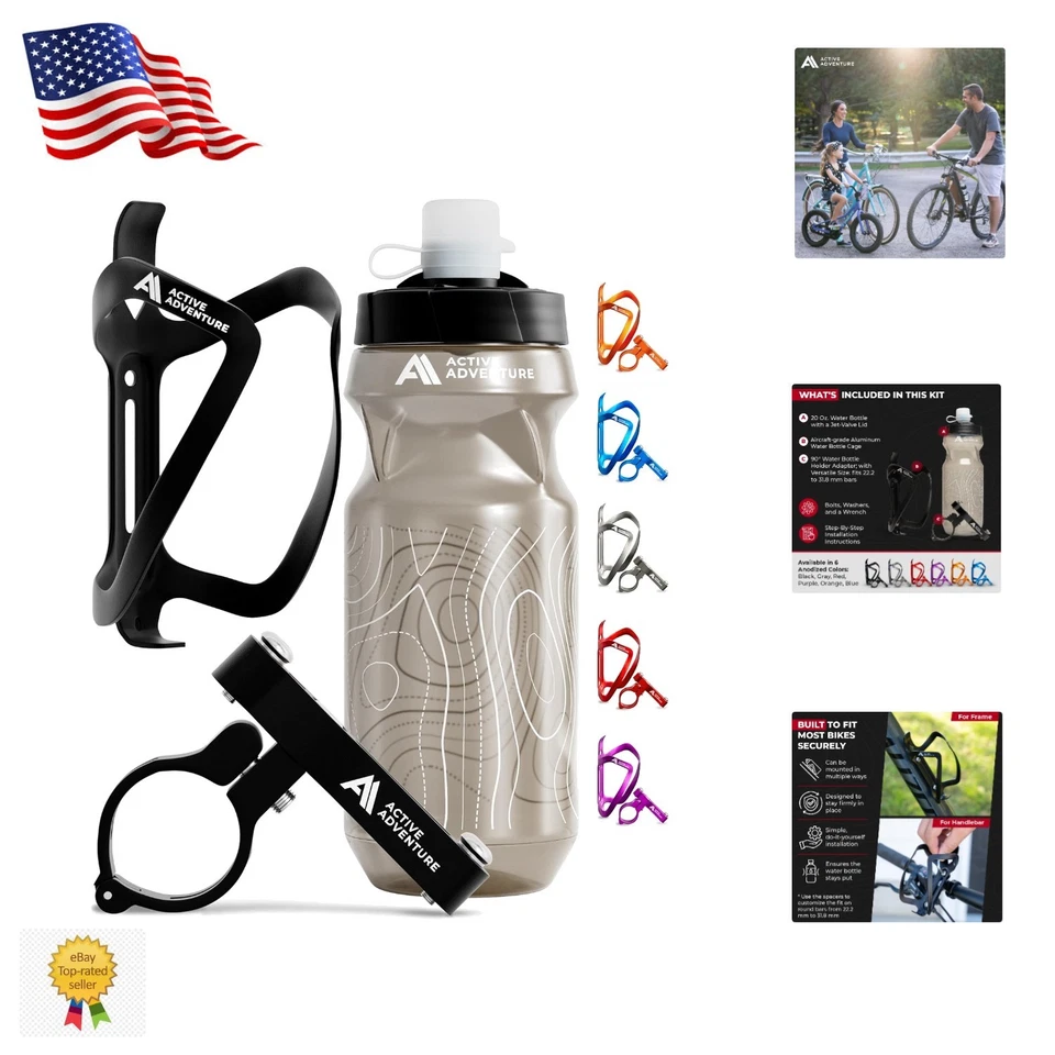 Open-Face Adjustable Water Bottle Cage Set for MTB & Road Biking Enthusiasts - Image 1 of 4