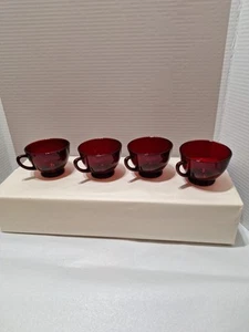 4 Vintage Anchor Hocking Glass Ruby Red Punch Glasses - Picture 1 of 14