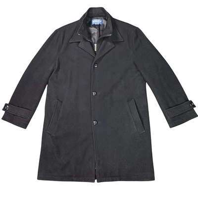 Abrigo Pendleton Para Hombre Negro Lana Mezcla Cachemira Largo Cremallera y Botón Abrigo Mediano Foto 1 de 4