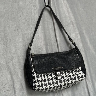Liz Claiborne Handbag Shoulder Bag Womens Black White Houndstooth Faux Leather - Image 1 of 4