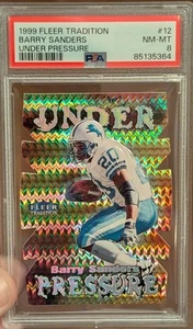 1999 Fleer Tradition Under Pressure Embossed Barry Sanders PSA 8 #12 RARE SP HOF - Picture 1 of 5