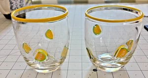 Artland Lemon Collection Glassware EUC Set of 2 Whiskey Lowball Wine 4" - Picture 1 of 4