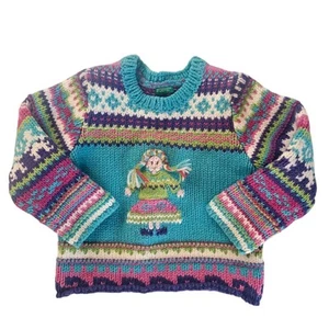 UNITED COLOURS OF BENETTON wool knit jumper kids size 4y quirky folk fair isle - Picture 1 of 10