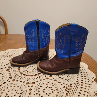 Botas vaqueras de cuero Old West para niño talla Niño pequeño 6,5 usado una vez Foto 1 de 4