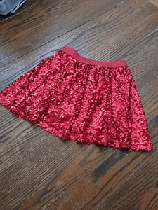 Girls Sz 10 Red Sequin Skirt 365 Kids by Garanimals Holiday Party Glitter Waist - Picture 1 of 2
