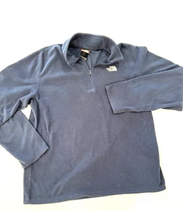 The North Face Navy Blue 1/4 Zip Fleece Pull Over Men's Size L Lightweight - Picture 1 of 8
