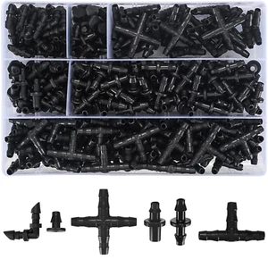 300 Pcs Irrigation Fittings Kit, Drip Irrigation Barbed Connectors 1/4'' Tubing - Picture 1 of 7
