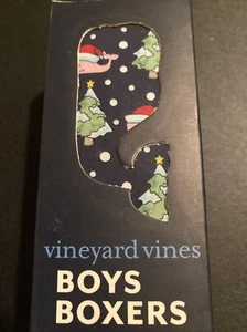 NWT Vineyard Vines Big Boys Navy Santa Whale Christmas Boxer Shorts sz XL 30"W - Picture 1 of 8