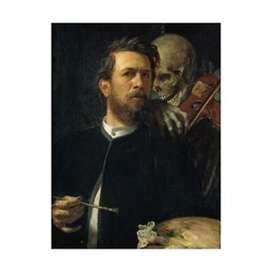 Trademark Fine Art, 24x32 Self Portrait with Skeleton by Arnold Bocklin, Mult... - Picture 1 of 6