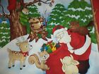 Christmas Fabric Squares Panel Remnants Woodland Santa Clause off 10