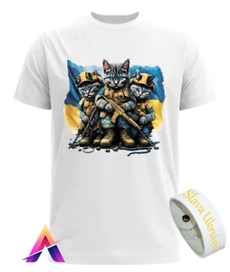 T-Shirt Ucraina Gatti Guerra Libertà - 100% Cotone, Design Unico, Supporto Ucraina - Foto 1 di 7