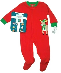 NWT Carter's Fleece Footed Sleeper 18 Mos 2pc Cat & Jack Pajama Set Holiday Lot - Picture 1 of 3