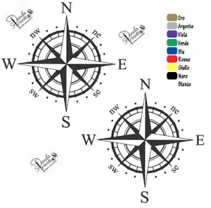 2 adesivi wind rose tuning ROSA DEI VENTI vinile decals auto moto camper casco - Foto 1 di 1