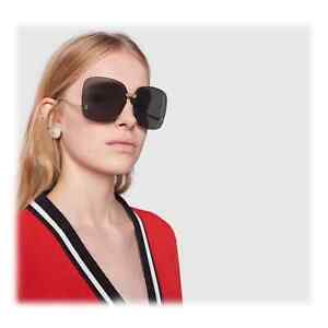 Gucci Yellow Gold Square Oversized Rimless Sunglasses in Yellow Gold