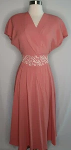 Donna Ricco Rosa Blanco Envolvente Cinturón Noche Cóctel Vestido Talla 10P Hecho en EE. UU. - Imagen 1 de 9