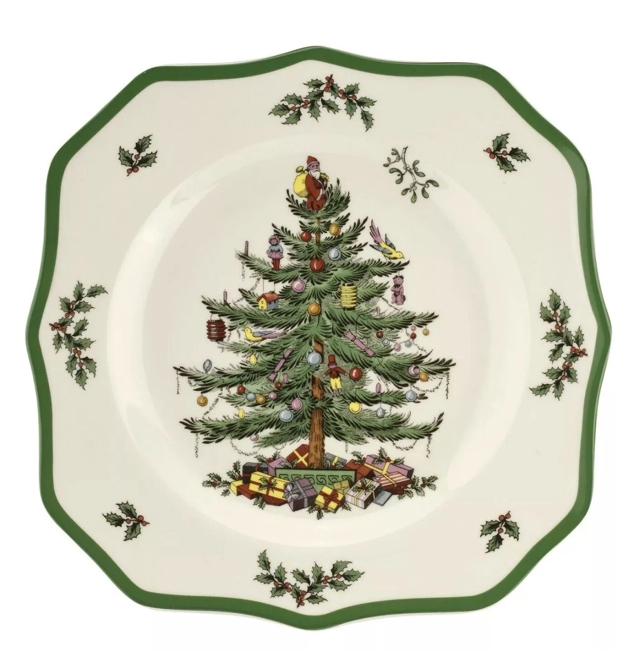 NEW Spode Christmas Tree Scalloped Salad Plate, 9” Set of 4, Stoneware - Image 1 of 1