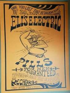 ELI'S ELECTRIC PILLS VINTAGE 1967 PAUL MARSHALL HIPPIE POSTER NOS -Orange 20x26 - Picture 1 of 5
