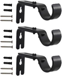 Adjustable Curtain Rod Brackets, 3 Pack Heavy Duty Drapery Rod Holders Hardware - Picture 1 of 8