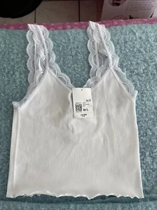 forever 21 women knit Top/slvls white size M/L new  - Picture 1 of 2