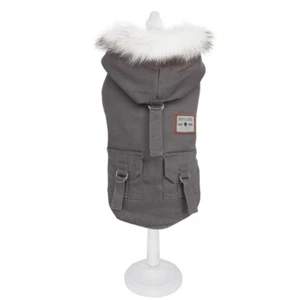 Fleece Winter Dog Coat for Small Medium Dogs Hoodie Fur Collar Jacket Clothes - Picture 1 of 15