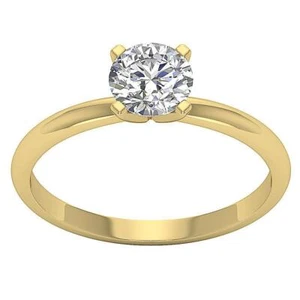 Solitaire Anniversary Ring I2 H 1.34 Ct Round Diamond 4 Prong Set 14K Solid Gold - Picture 1 of 6