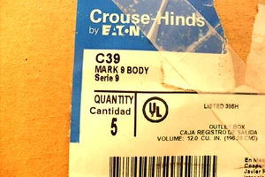 QTY 5 - Crouse-Hinds C39, Aluminum 1" Rigid Conduit Outlet Body New in Box - Picture 1 of 6