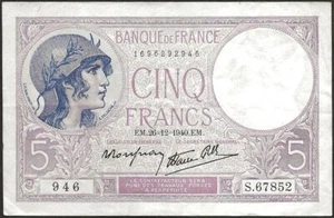 France - III Republic - 5 Francs Purple 26-12-1940 Ttb / Extremely fine! F.04.18 - Picture 1 of 2