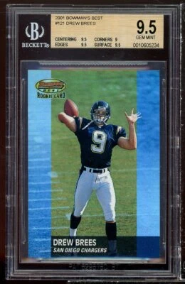 Drew Brees Rookie Card 2001 Bowman's Best #121 BGS 9.5 (9.5 9 9.5 9.5) - Image 1 of 2
