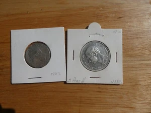 ESPAÑA 2 MONEDAS DE PLATA DE 1 PESETA 1883 Y 2 PESETAS 1882 DEL REY ALFONSO XII - Imagen 1 de 4