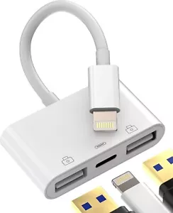 USB to Lightning Dongle for iPhone Adapter(3in1) Apple OTG Charger Cable Camera - Picture 1 of 6