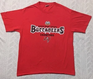 Vintage Lee Sport Tampa Bay Buccaneers 2003 Super Bowl XXXVII Red XL T-Shirt - Picture 1 of 5