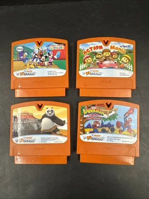 V-Tech V Smile Motion Game Cartridge Bundle Lot of 4 Spiderman Action Kung Fu - Image 1 of 4