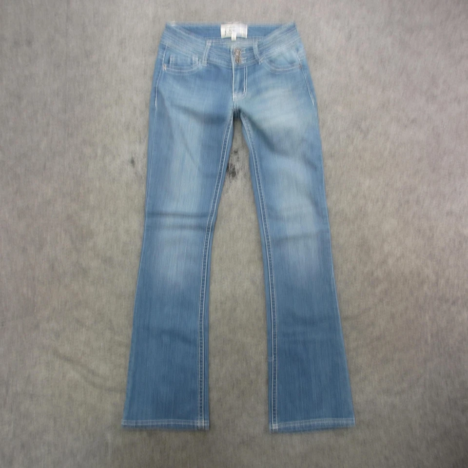 Женские джинсы Jolt 1/2 легкие вареные синие с низкой талией эластичные джинсовые с 5 карманами - Изображение 1 из 4