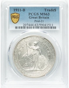 1911-B Großbritannien George V Silber Trade Dollar PCGS MS63 - Bild 1 von 2