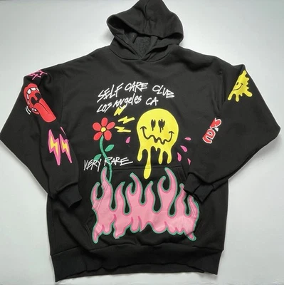 PacSun Men’s Self Care Club Black Graphic Hoodie, Pockets - Size Large  - Image 1 of 4