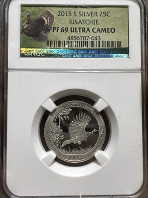 2015 S NGC PF 69 Ultra Cameo 90% Silver Proof Kisatchie National Park Quarter - Image 1 of 4