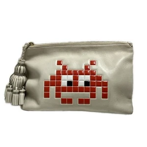 Auth Anya Hindmarch - Cream Orange Black Leather Clutch Bag - Picture 1 of 7