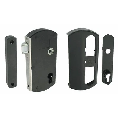 Serrure pour portail bois/PVC/alu - à pêne demi-tour - Modulox - noir TIRARD