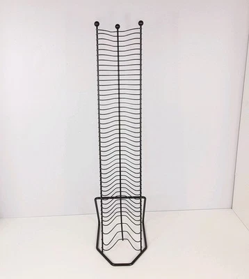 Винтажная металлическая проволочная стойка для компакт-дисков вертикальная стойка вмещает 45 компакт-дисков Y2K хранилище мультимедиа 30 дюймов - Изображение 1 из 4