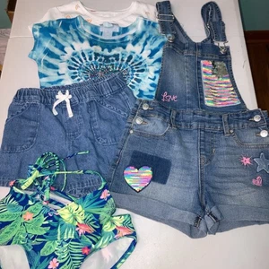 Niñas Talla 6 Jean Baberos Pantalones Cortos Jean Pantalones Cortos Prendas para el torso Traje de baño - Imagen 1 de 7