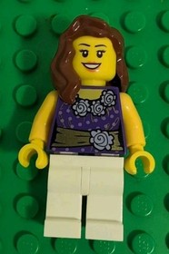 LEGO&reg; Minifigure twn154 - Female Dark Purple Blouse with Gold Sash and Flowers