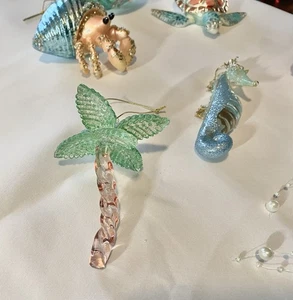 Strand Tropisch Glitzer Glitzer Glas Weihnachten Urlaub Ornament Menge 6 - Bild 1 von 9